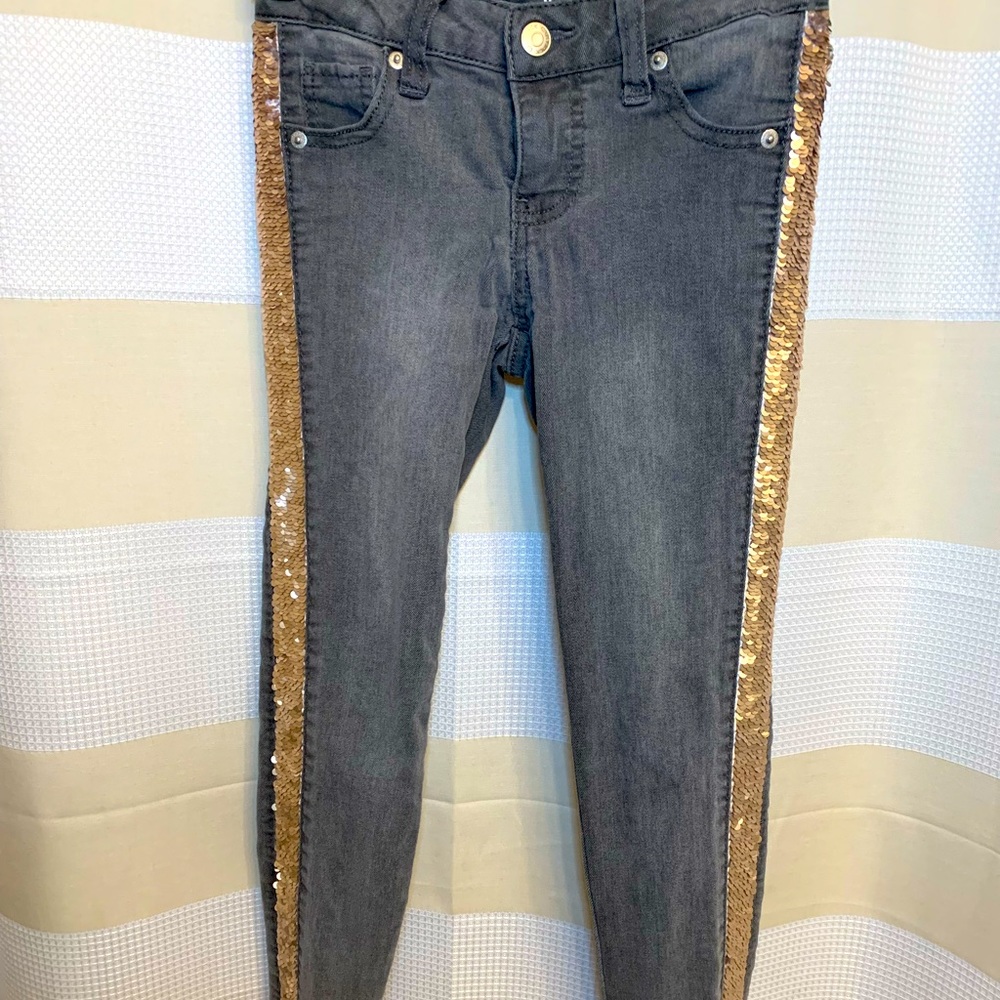 Cat and Jack, Girl’s Skinny Gray Jeans with Sequins, 8